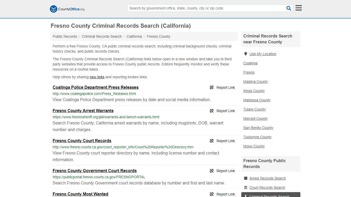 Fresno County Criminal Records Search (California) - County Office
